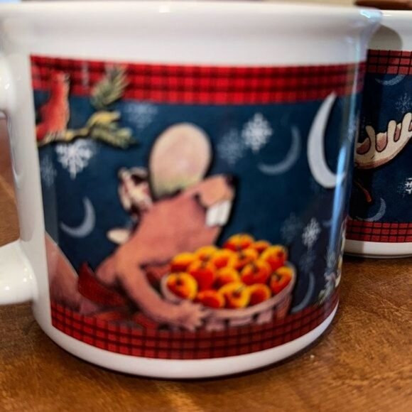 Holiday Moose & Beaver Ceramic Mugs With Winter Design - 9.5 Oz Each Id - Picture 4 of 9